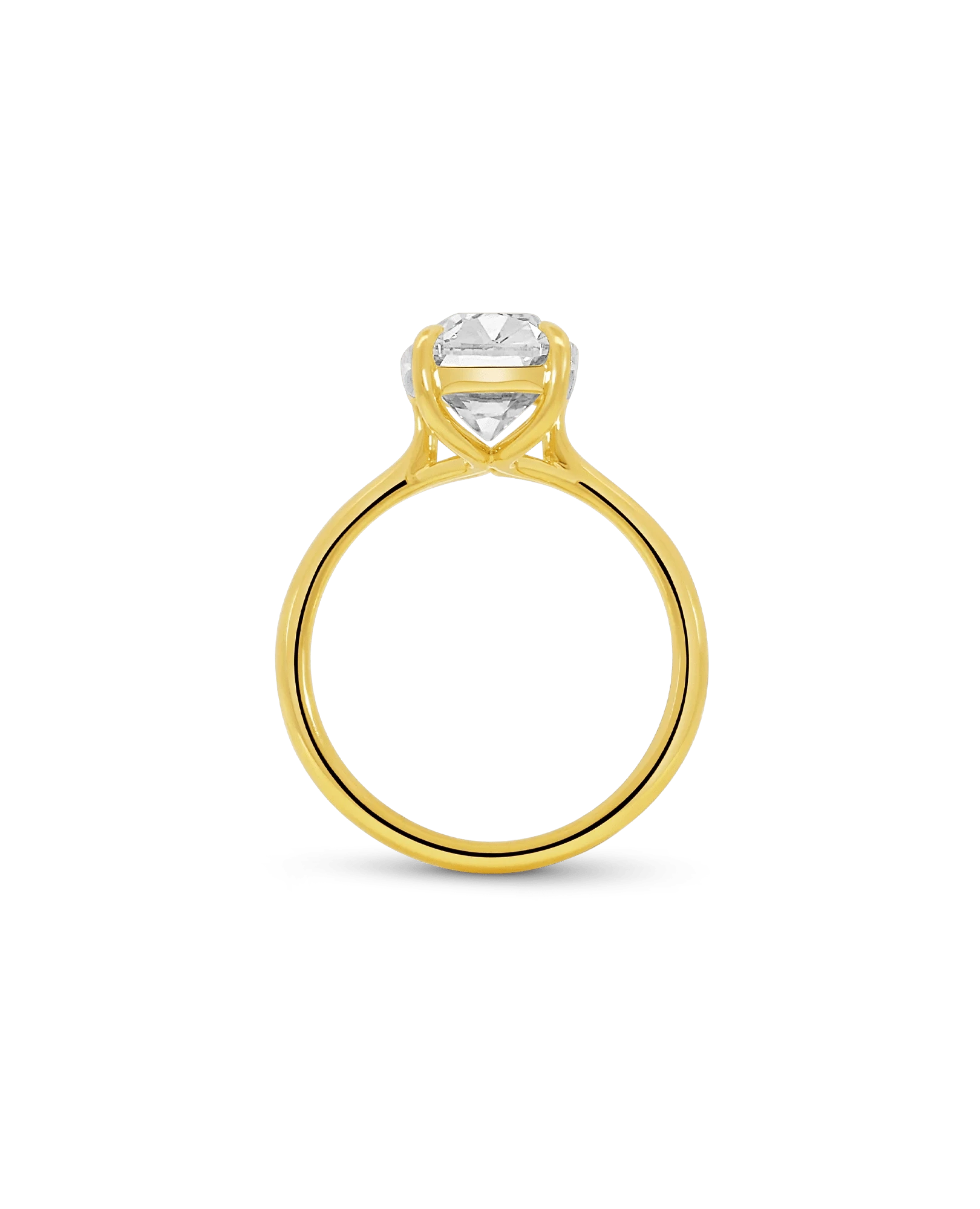 Solitaire Engagement Ring 5.00 Carat Lab-grown Old Mine Elongated Cushion Cut Diamond | 14kt Yellow Gold