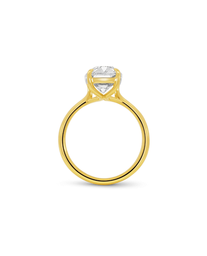 Solitaire Engagement Ring 5.00 Carat Lab-grown Old Mine Elongated Cushion Cut Diamond | 14kt Yellow Gold