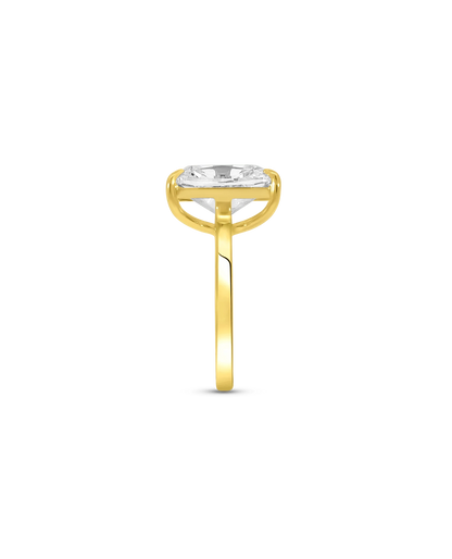 Solitaire Engagement Ring 5.00 Carat Lab-grown Old Mine Elongated Cushion Cut Diamond | 14kt Yellow Gold