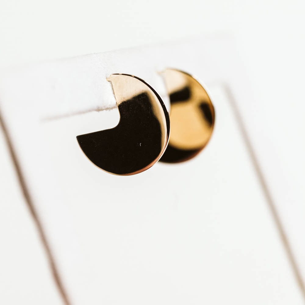 Three Quarter Disc Earrings - 10KT Yellow Gold