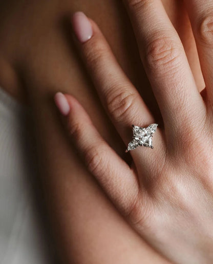 Three Stone Engagement Ring 2.22 Carat TW Lab-grown Marquise Diamond | 14kt White Gold