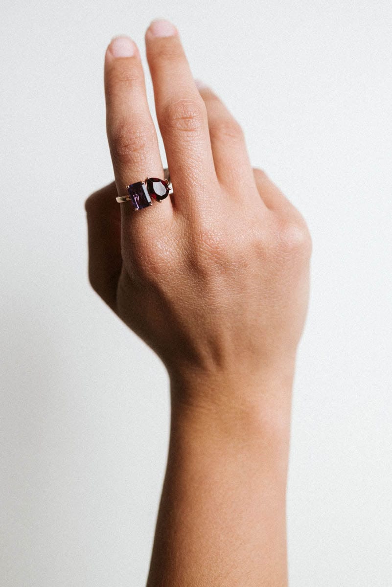 Toi et Moi Ring Amethyst & Garnet | 14kt Rose Gold