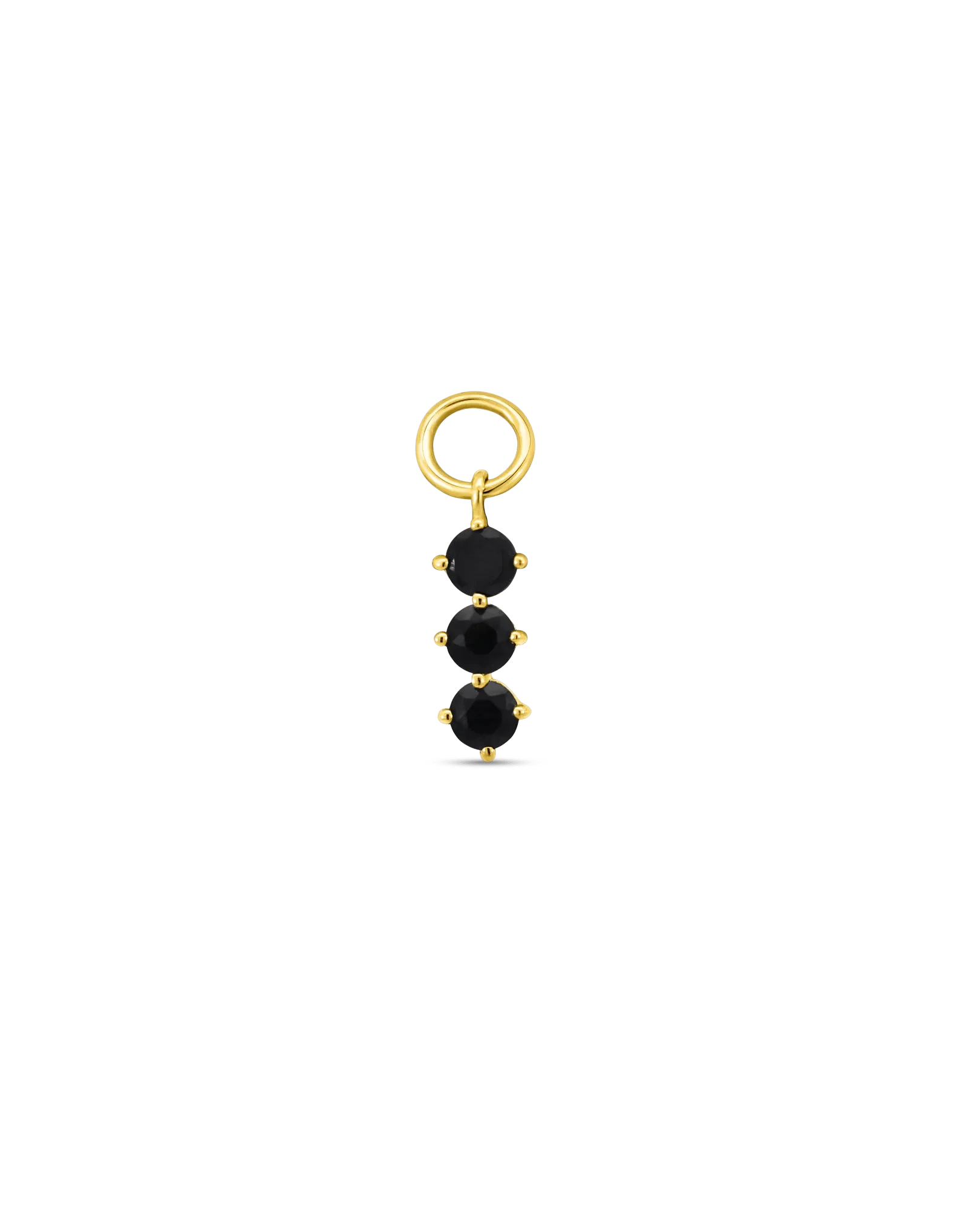 Triple Black Onyx Earring Charm | 10kt Yellow Gold
