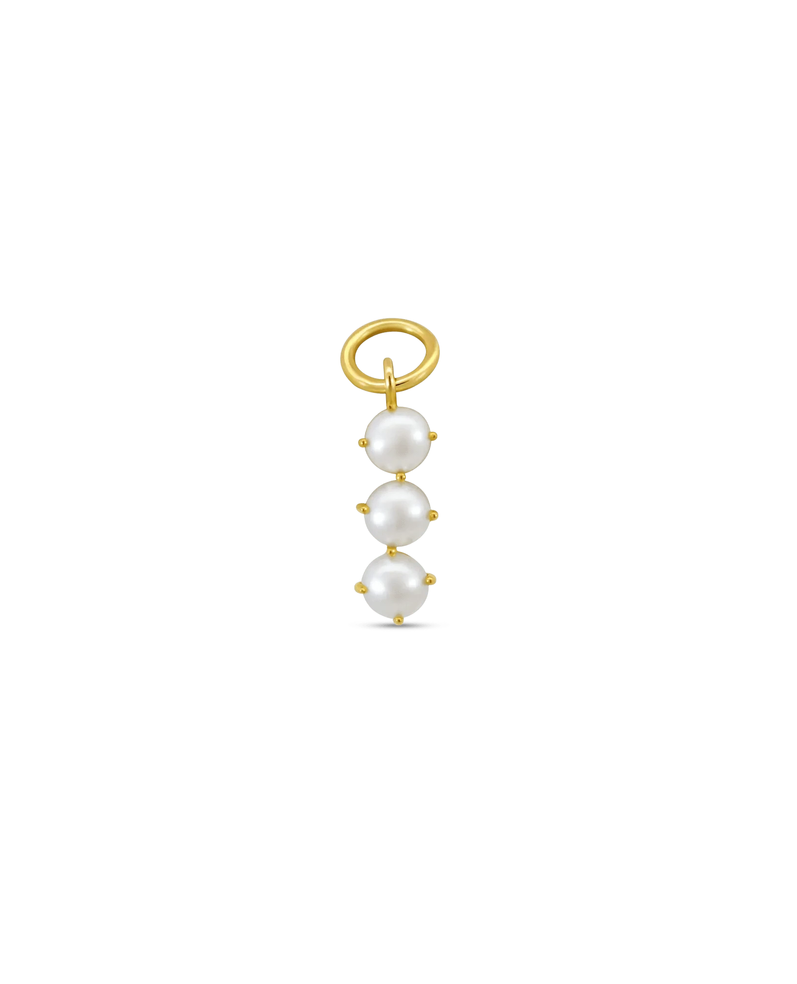 Triple Pearl Earring Charm | 10kt Yellow Gold