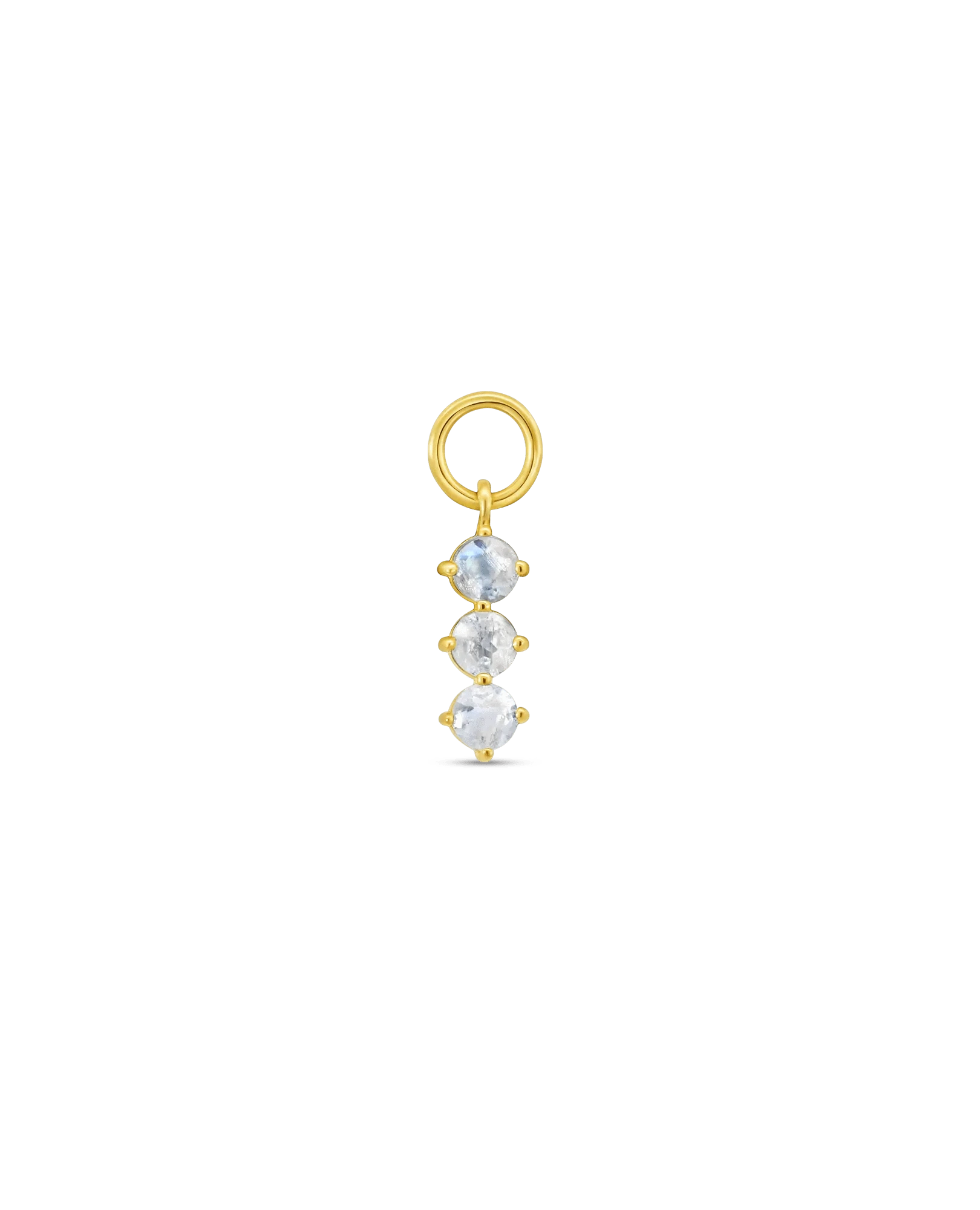 Triple Rainbow Moonstone Earring Charm | 10kt Yellow Gold