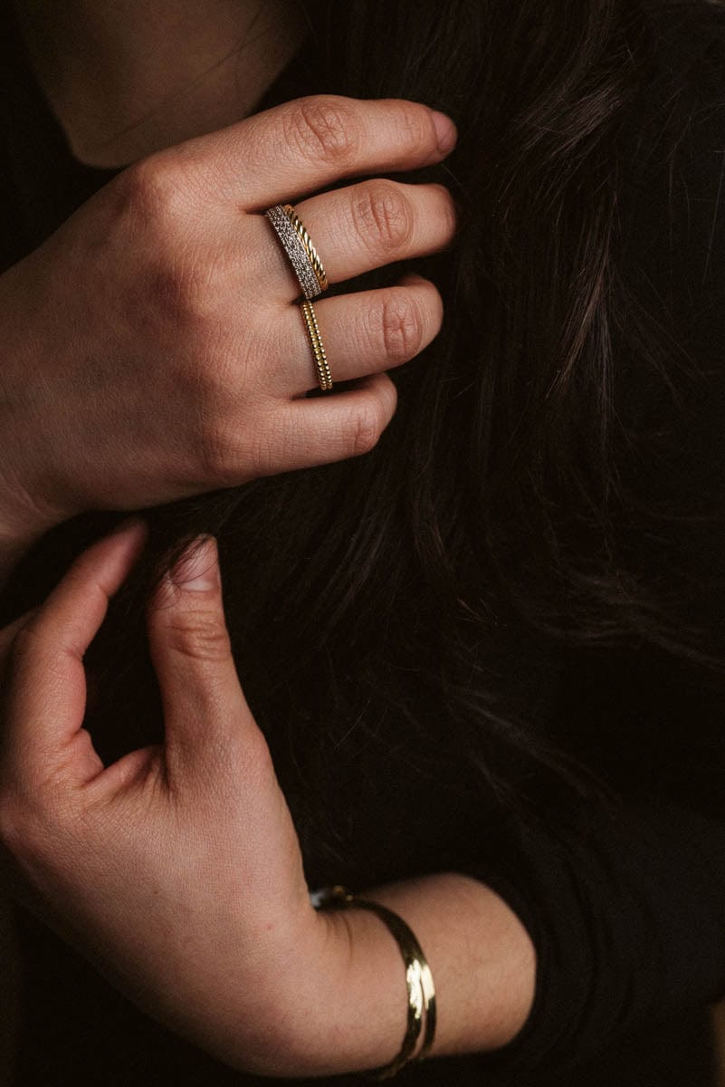 Triple Row Pave Ring .50 Carat TW Diamond | 14kt Yellow Gold