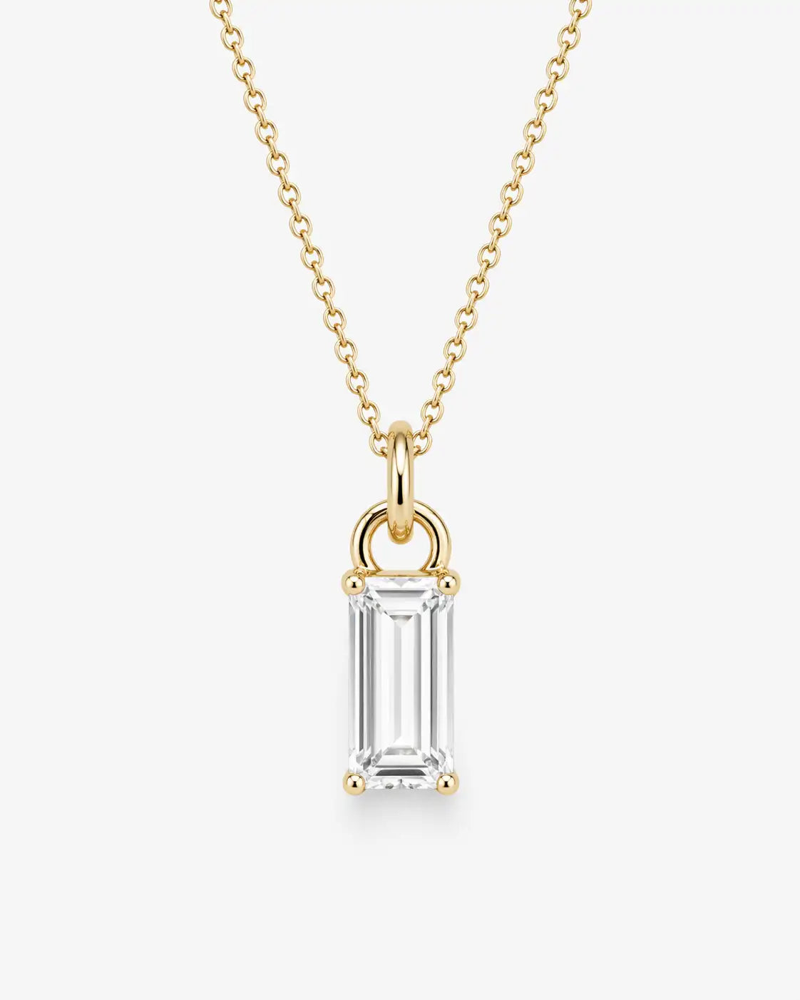 White Topaz Pendant with Chain | 10kt Yellow Gold