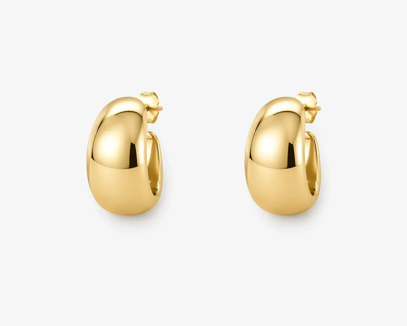 Wide Dome Hoop Earrings | 14kt Yellow Gold